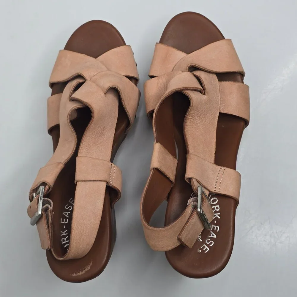 Korks‎ Kork-Ease 8 Sandals Platform Leather Open Toe Criss Cross 4